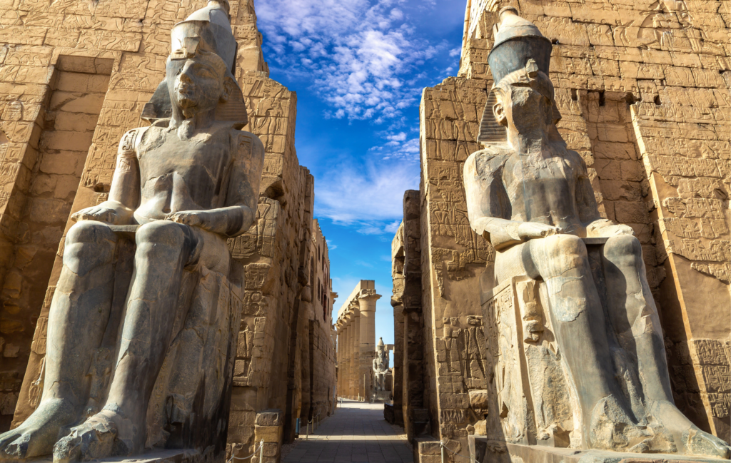 Colossal statues of Ramses II at Luxor Temple entrance