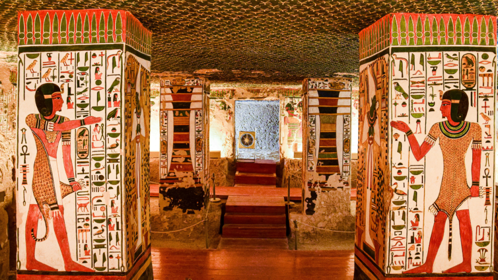 Decorated corridor inside a tomb in the Valley of the Kings