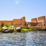 Philae Temple in Aswan surrounded by the Nile River